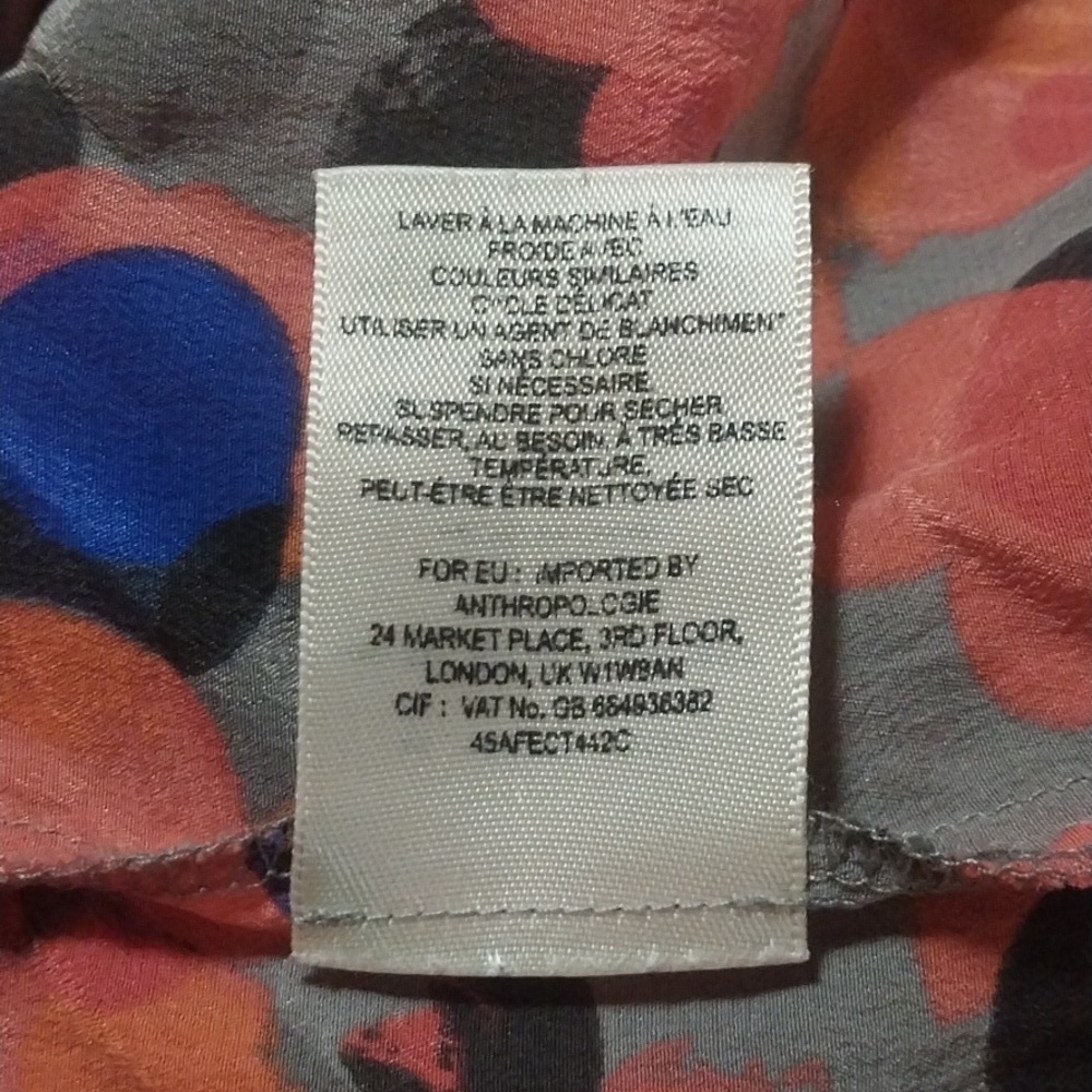 Anthropologie HD IN PARIS Silk Spotted Ruffle Flounce Peplum Short Sleeve - Picture 9 of 9
